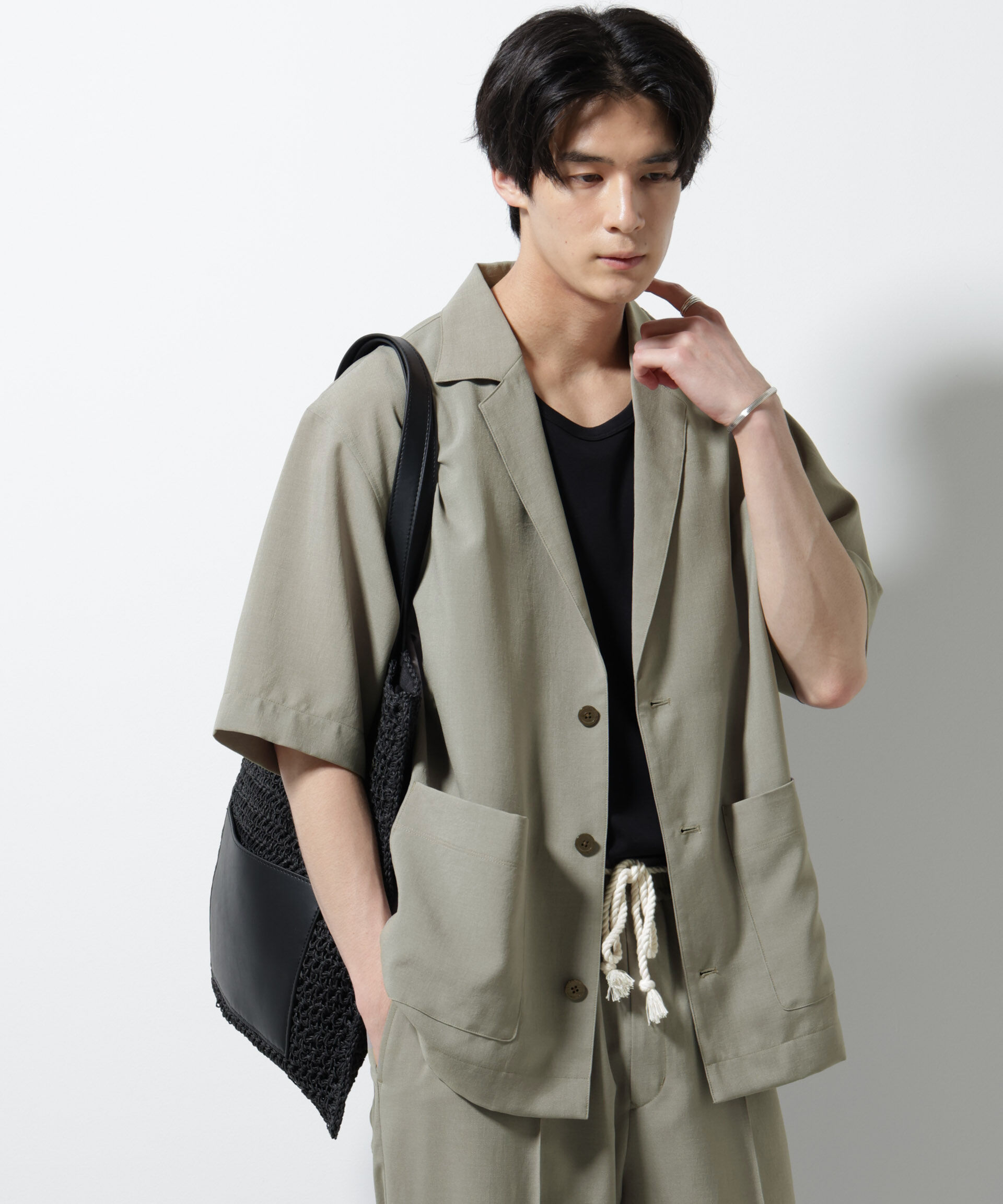 nano･universe「メランジドライシャツジャケット 半袖（セットアップ可）」|シャツ・ブラウス|