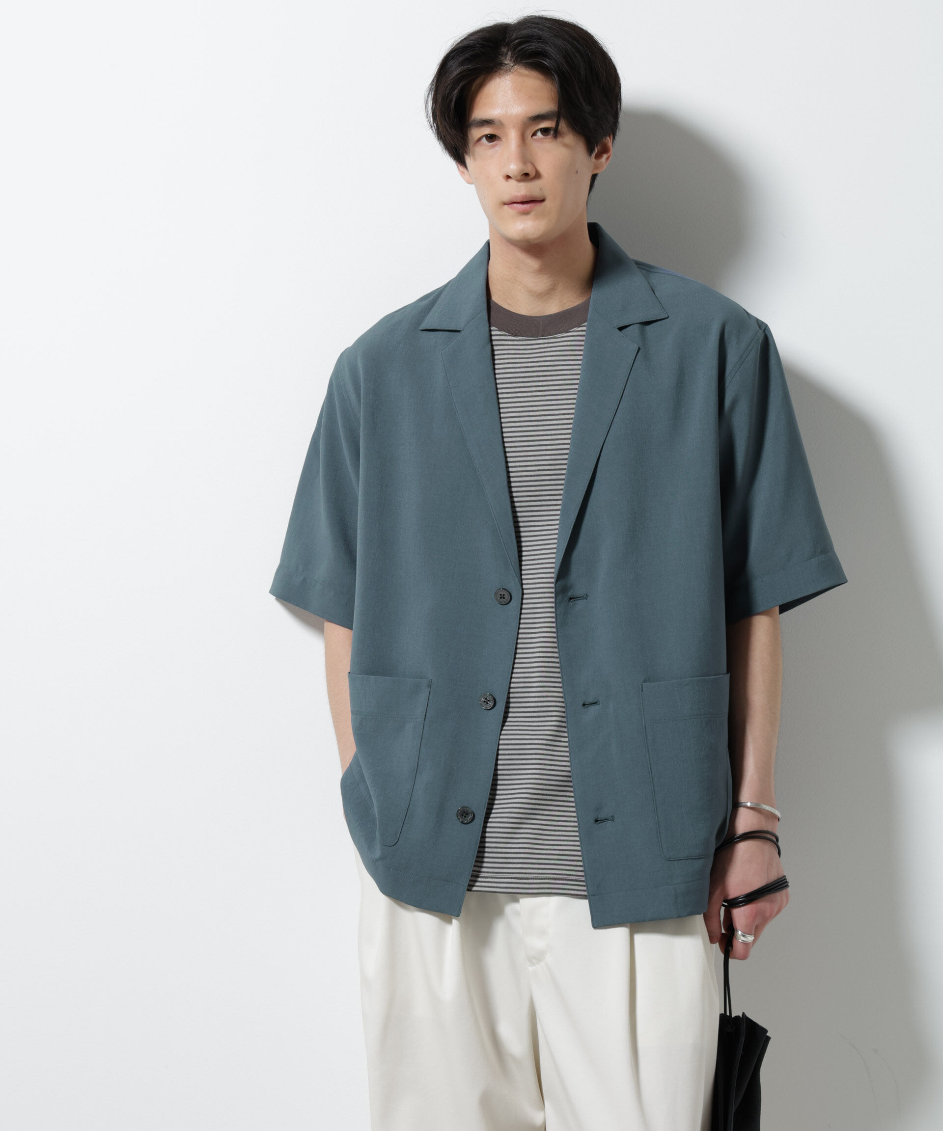 nano･universe「メランジドライシャツジャケット 半袖（セットアップ可）」|シャツ・ブラウス|