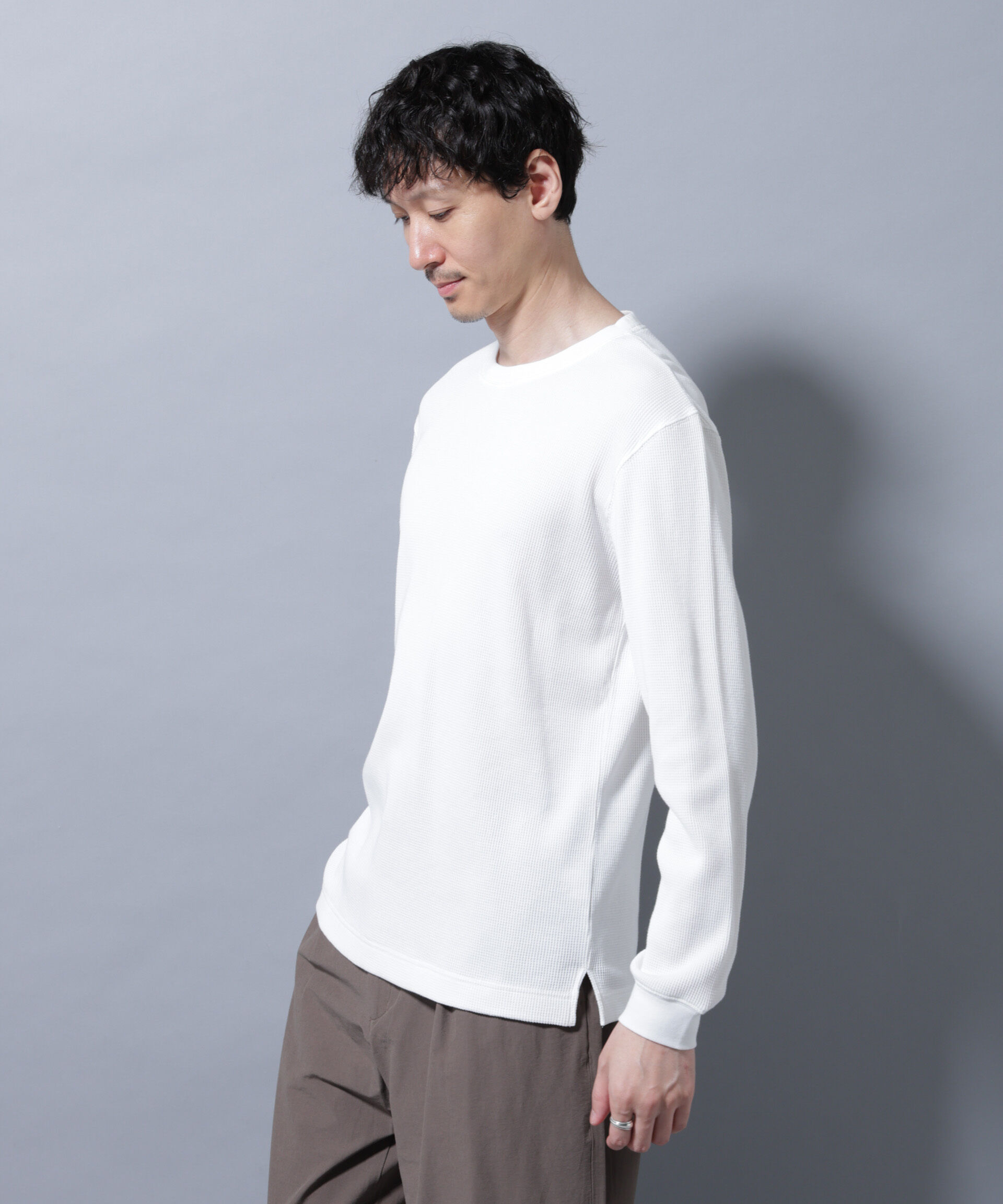 nano･universe「アンチスメルワッフルTシャツ 長袖」|Tシャツ・カットソー|ホワイト