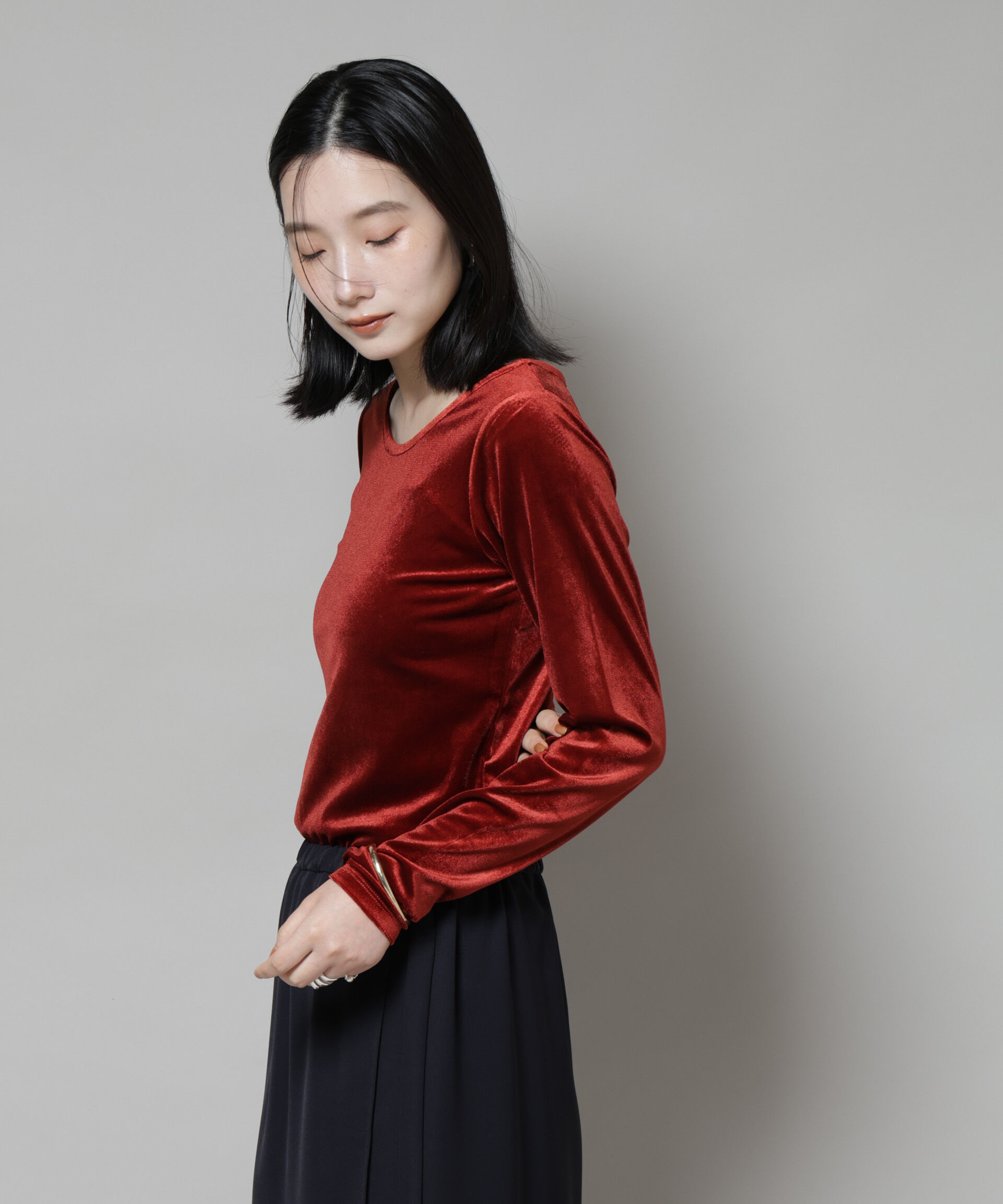 nano･universe「前後2wayベロアカットトップス(セットアップ可)」|Tシャツ・カットソー|