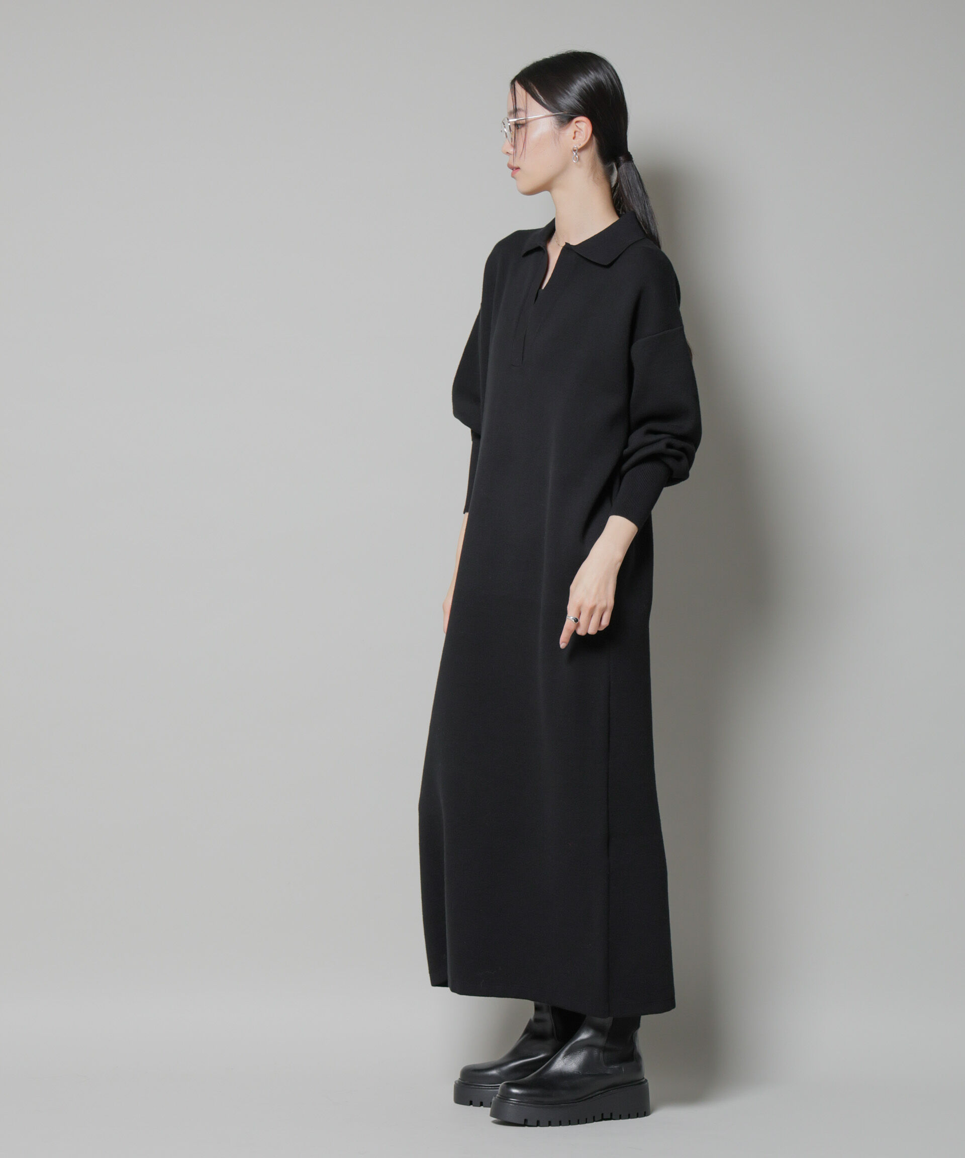 nano･universe「スウェットライク衿付きスキッパーニットワンピース」|ワンピース|