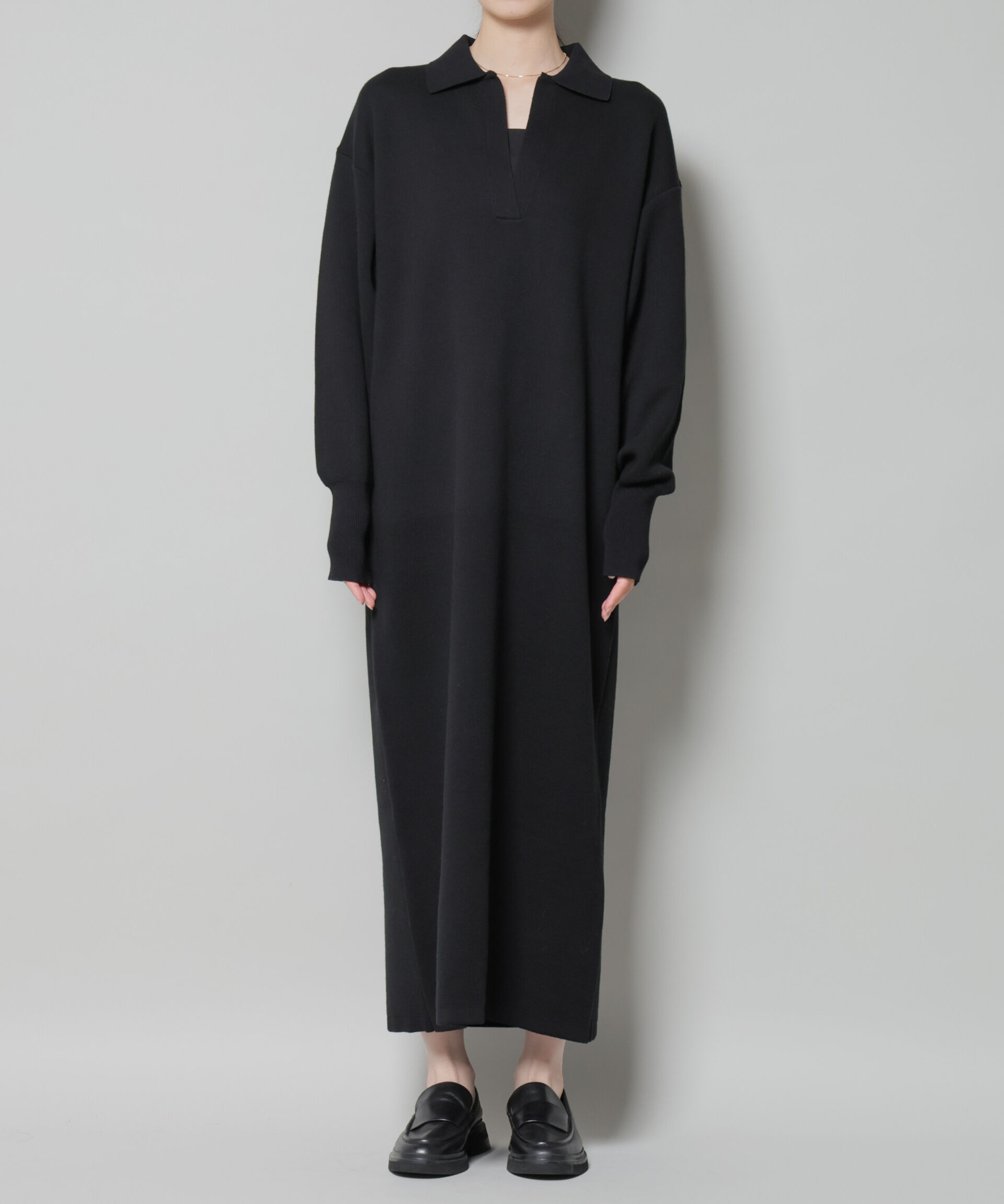 nano･universe「スウェットライク衿付きスキッパーニットワンピース」|ワンピース|