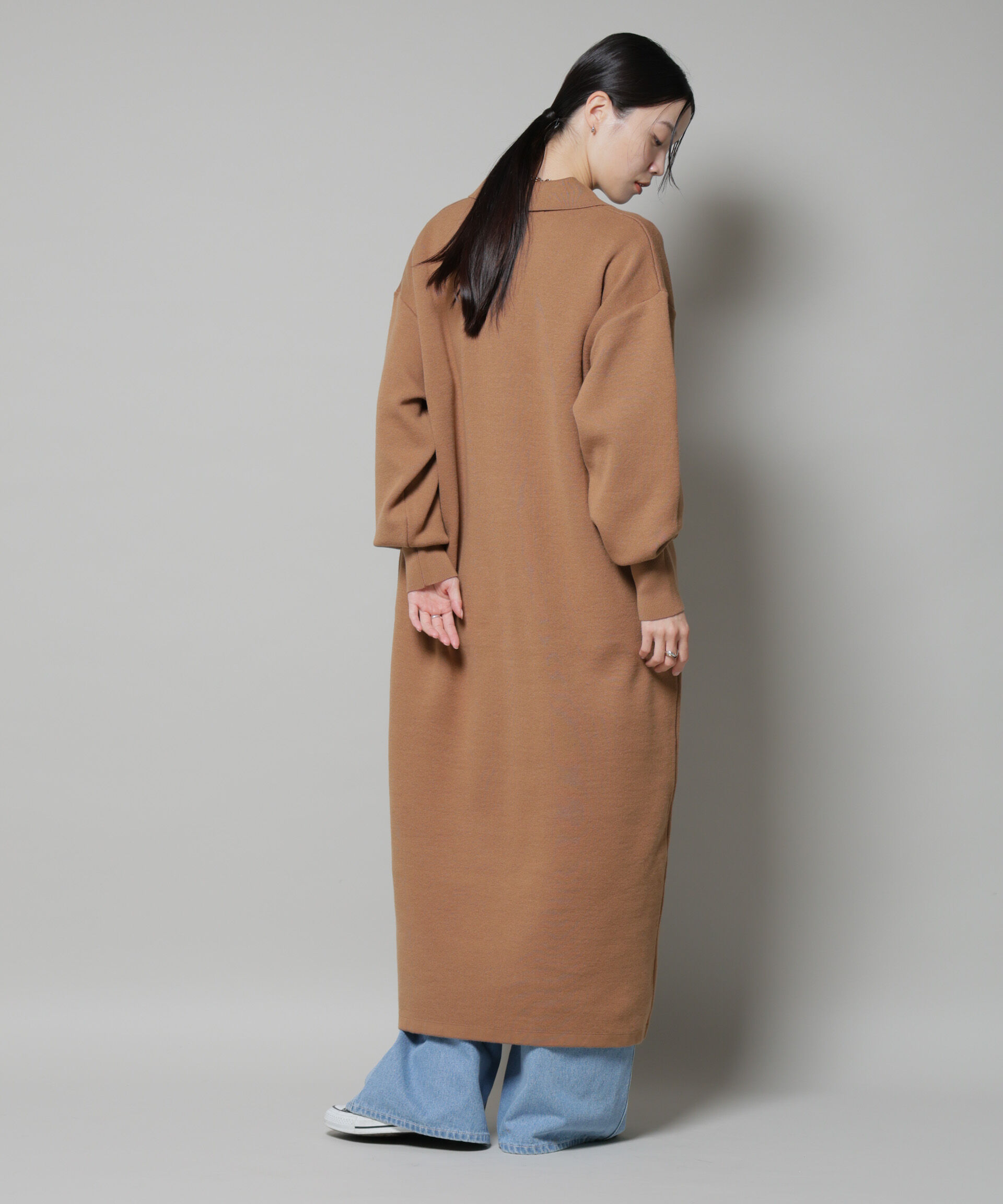 nano･universe「スウェットライク衿付きスキッパーニットワンピース」|ワンピース|