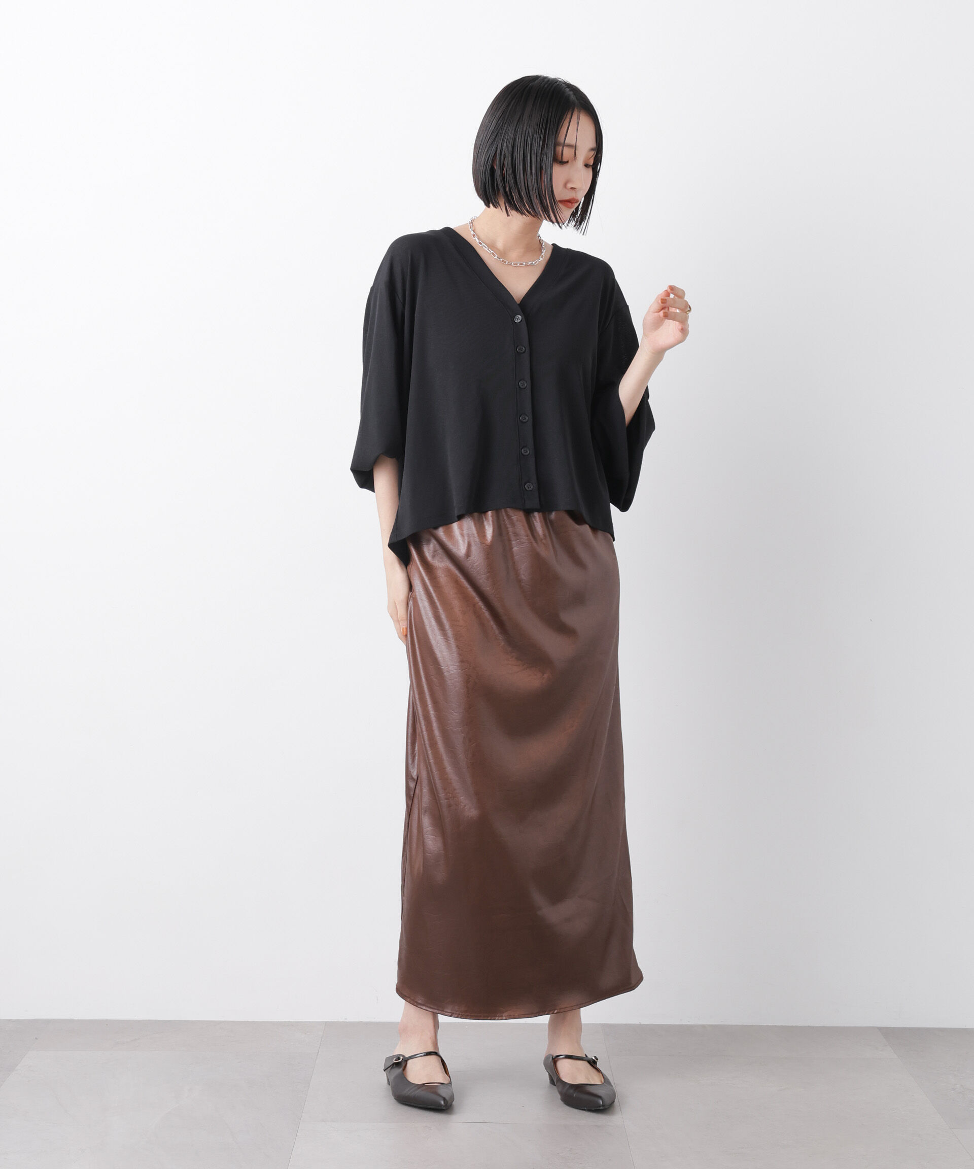 nano･universe「シアーカットVネックカーディガン」|Tシャツ・カットソー|