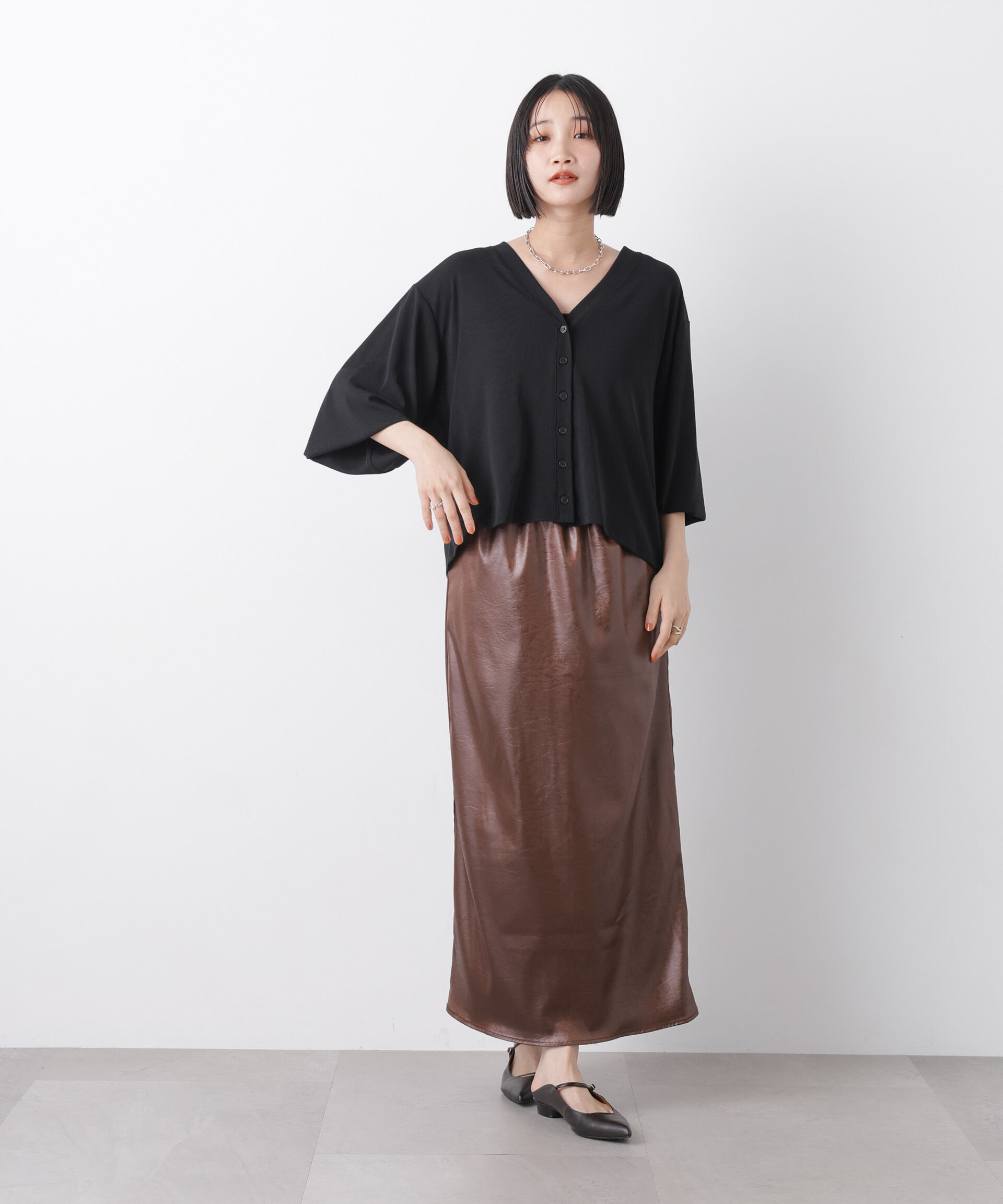 nano･universe「シアーカットVネックカーディガン」|Tシャツ・カットソー|