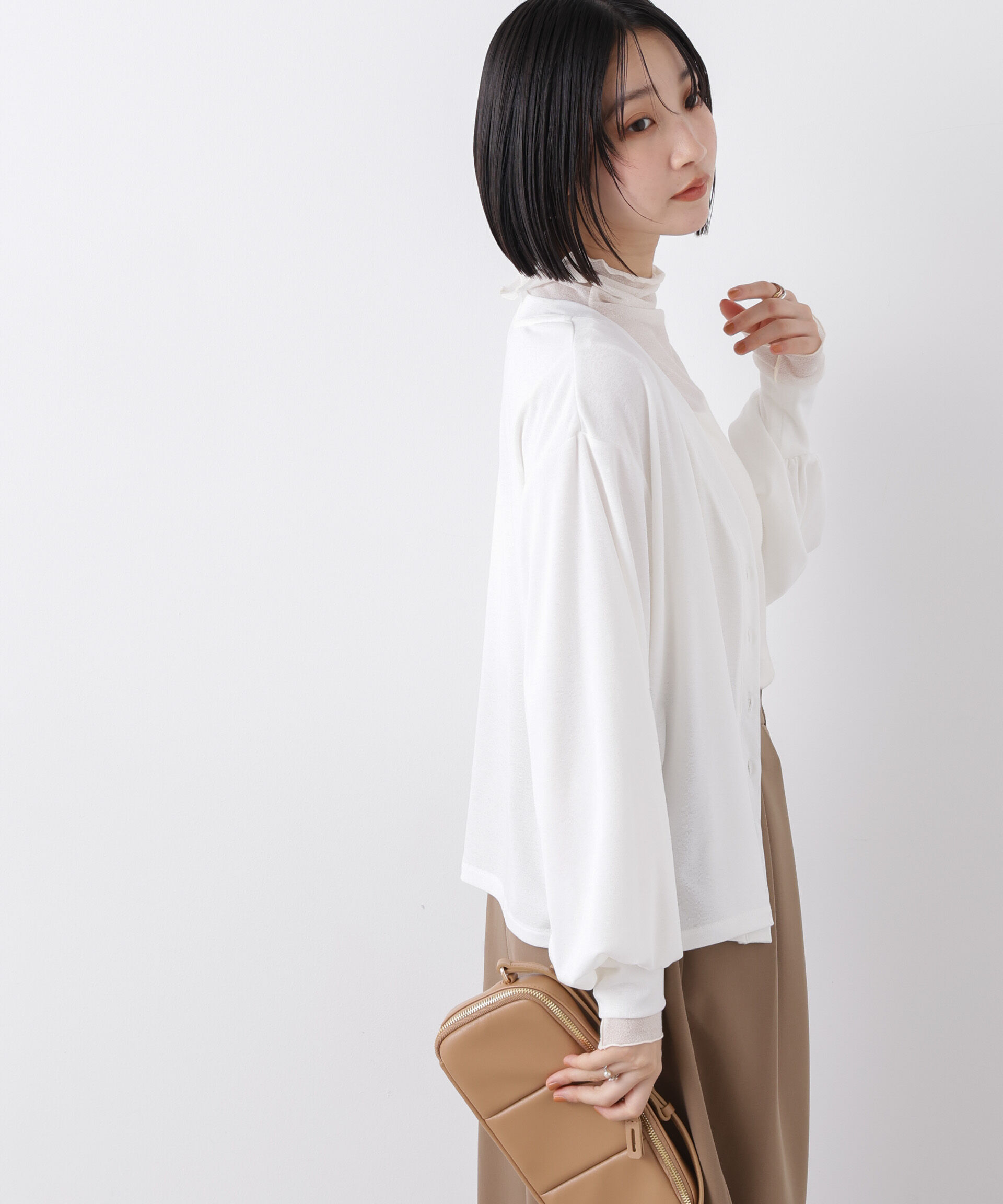 nano･universe「シアーカットVネックカーディガン」|Tシャツ・カットソー|