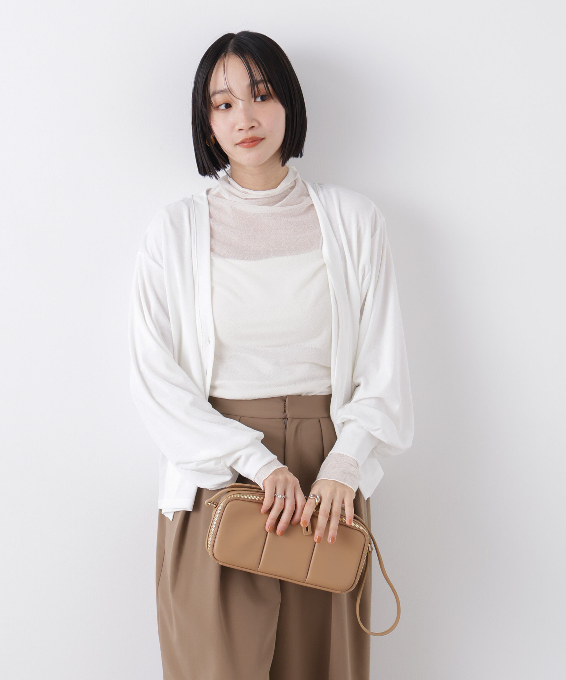 nano･universe「シアーカットVネックカーディガン」|Tシャツ・カットソー|