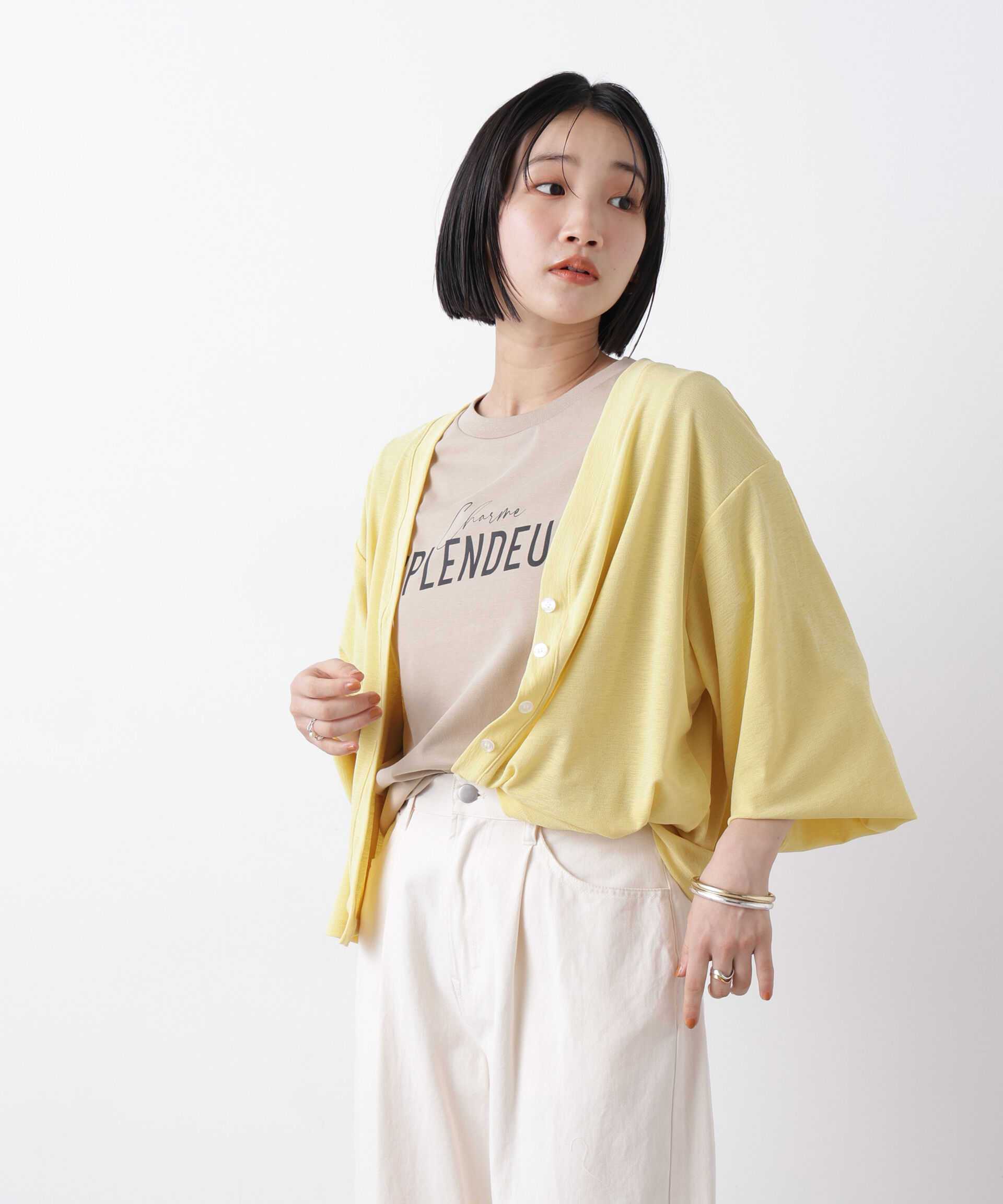 nano･universe「シアーカットVネックカーディガン」|Tシャツ・カットソー|