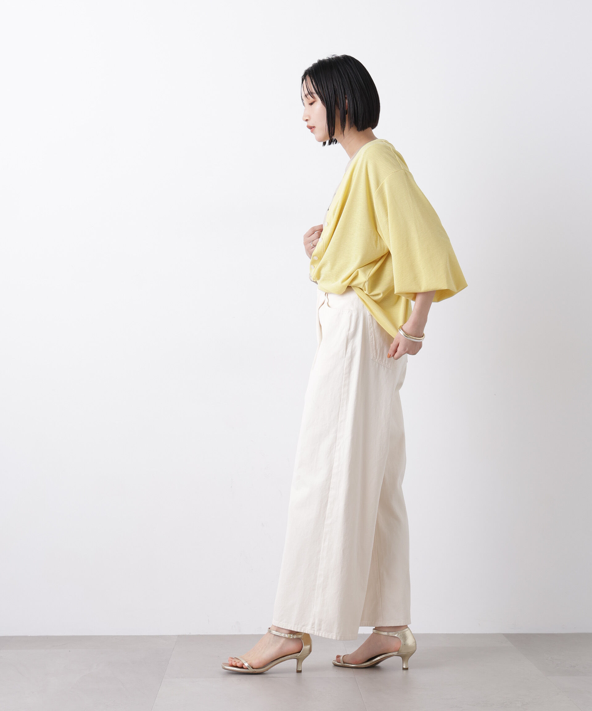 nano･universe「シアーカットVネックカーディガン」|Tシャツ・カットソー|