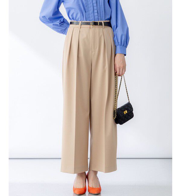 組曲「ドライタッチツイル ワイドパンツ」|その他|ベージュ系