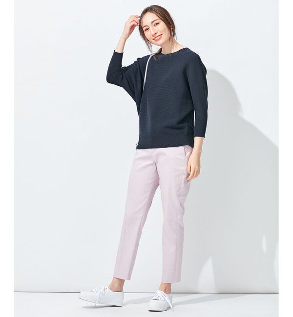 自由区「【洗える】コットンストレッチホールガーメント プルオーバーニット」|ニット・セーター|