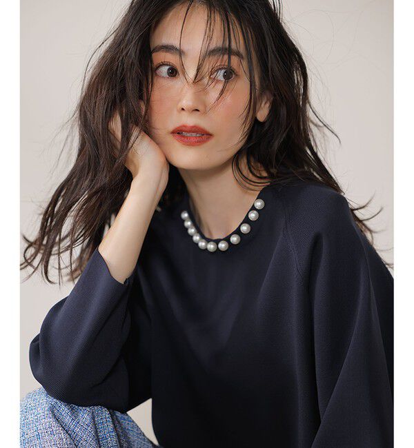 自由区「【洗える】パールディティールプルオーバー ニット」|ニット・セーター|