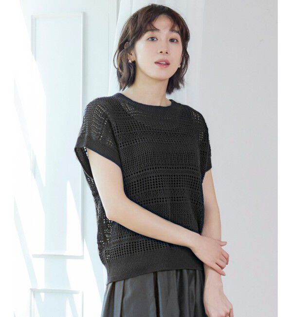 自由区「【洗える】レーシーリネンコットン ニット」|ニット・セーター|バーント