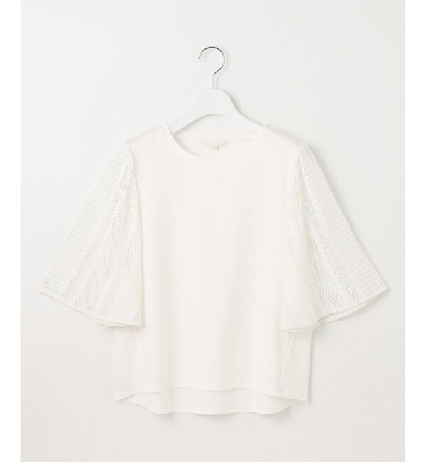 自由区「【洗える】レースエッジフレアスリーブ トップス」|Tシャツ・カットソー|