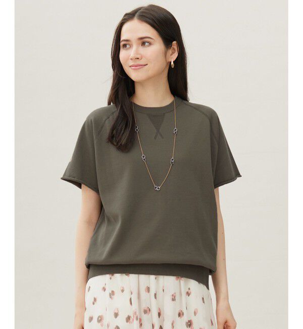 自由区「【洗える】コットンループバックスウェット ニット」|ニット・セーター|ダークカーキ