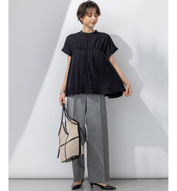 23区「【撥水加工/洗える】シアーナイロンツイル ギャザー ブラウス」|シャツ・ブラウス|