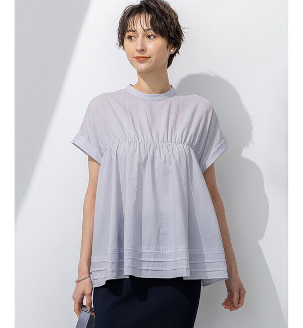 23区「【撥水加工/洗える】シアーナイロンツイル ギャザー ブラウス」|シャツ・ブラウス|ラベンダー系