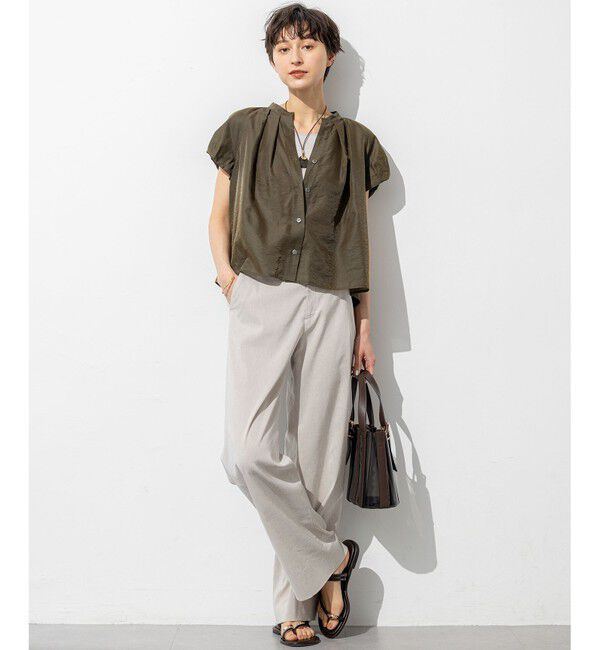 23区「【SLOW/一部店舗限定】ブライトヴィンテージクロス タック ブラウス」|シャツ・ブラウス|