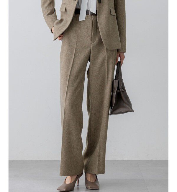 23区「【洗える/セットアップ対応】ウールライクカルゼ ワイド パンツ」|その他|ブラウン系