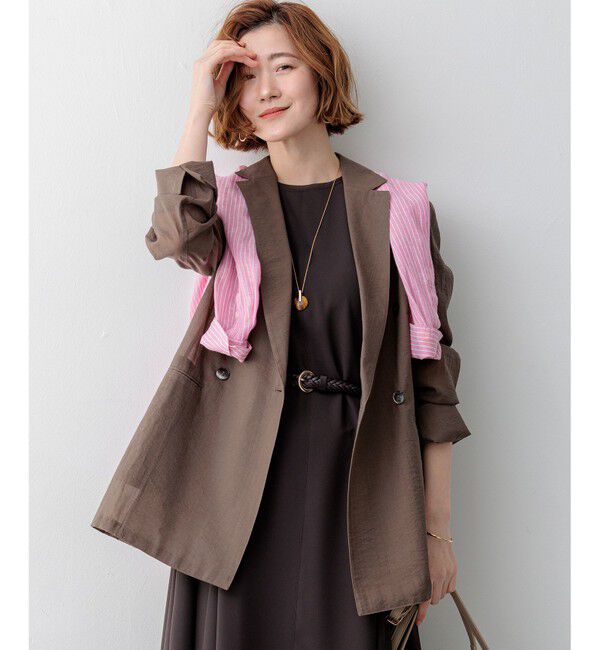23区「【見上愛さん着用】ナイロンコットンシアーボイル ダブルジャケット」|その他|ブラウン系