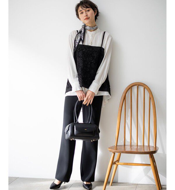 23区「ドビーストライプ バックタック フレアブラウス」|シャツ・ブラウス|