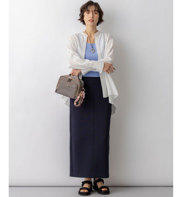 23区「ドビーストライプ バックタック フレアブラウス」|シャツ・ブラウス|