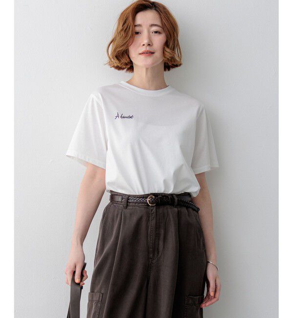 23区「バック刺繍 メッセージロゴ Tシャツ」|Tシャツ・カットソー|ホワイト系