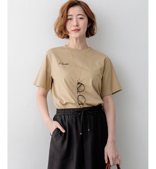 23区「バック刺繍 メッセージロゴ Tシャツ」|Tシャツ・カットソー|ベージュ系