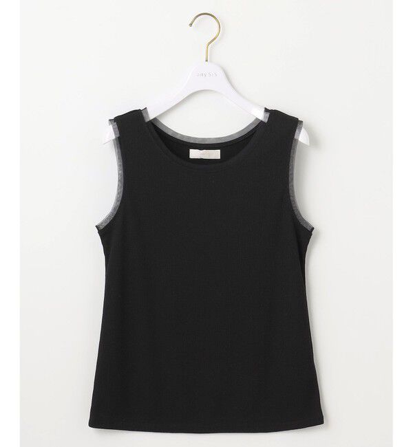 ANY SIS「【洗える】チュールコンビラメ タンクトップ」|タンクトップ|