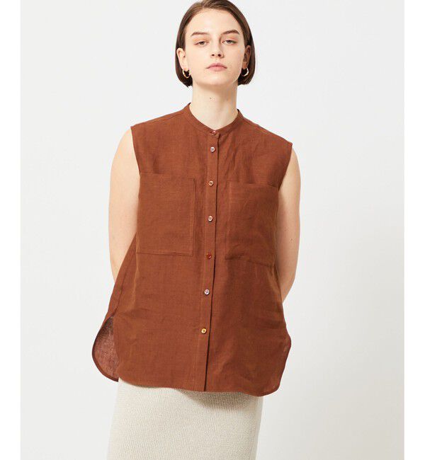 BEIGE,「BASILE / バンドカラーシャツ」|シャツ・ブラウス|Brown