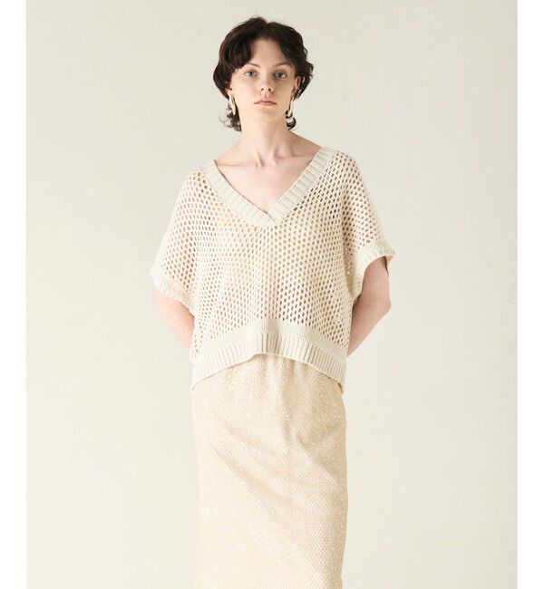 GRACE CONTINENTAL「メッシュVネックニットトップ」|ニット・セーター|キナリ