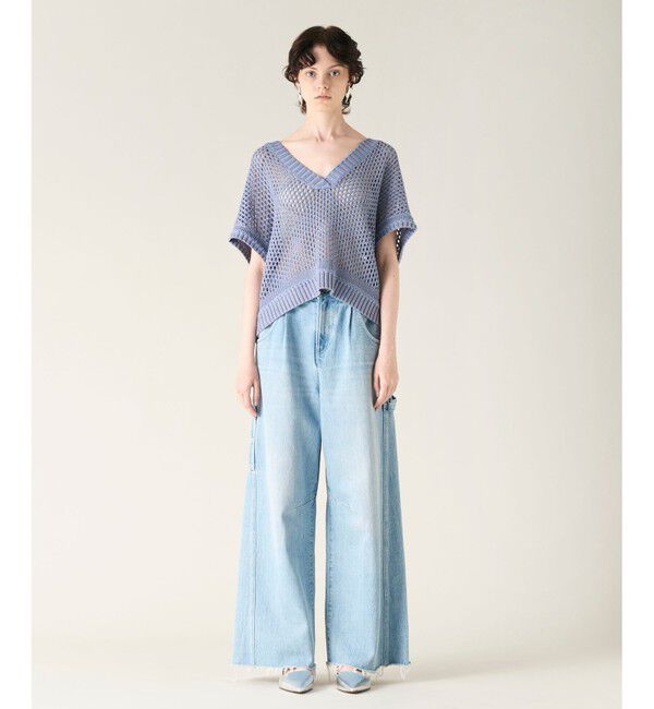 GRACE CONTINENTAL「メッシュVネックニットトップ」|ニット・セーター|