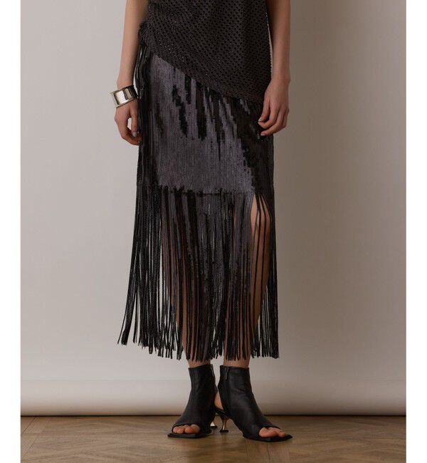 GRACE CONTINENTAL「スパンコールフリンジスカート」|スカート|
