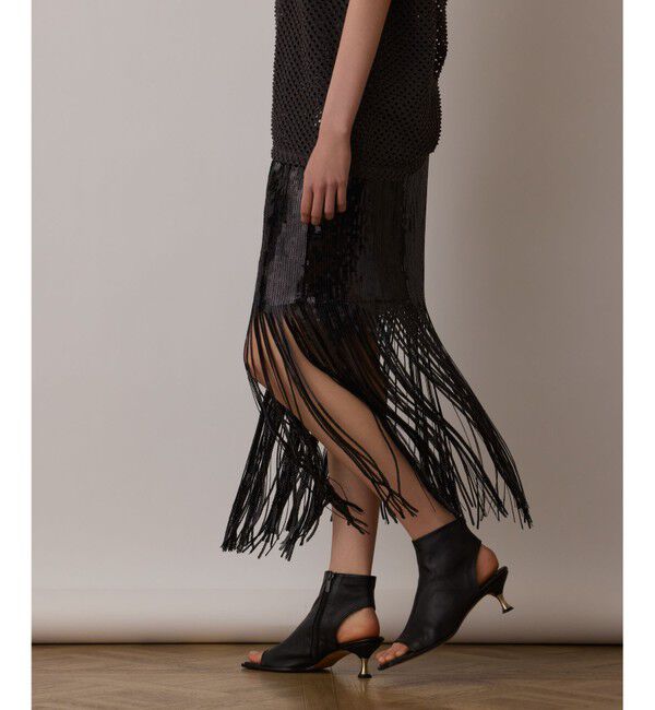 GRACE CONTINENTAL「スパンコールフリンジスカート」|スカート|