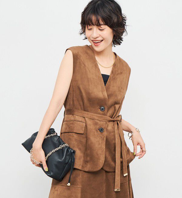 NOLLEY'S「《セットアップ対応》ストレッチスエードベルテッドジレ」|ベスト・ジレ|