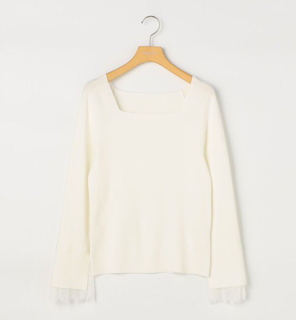 NOLLEY'S sophi「《手洗い可能》袖口レース取り外し可総針スクエアネックプルオーバー」|ニット・セーター|