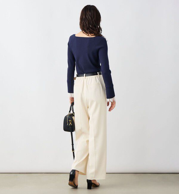 NOLLEY'S sophi「《手洗い可能》袖口レース取り外し可総針スクエアネックプルオーバー」|ニット・セーター|