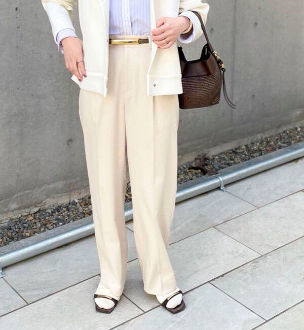 NOLLEY'S「《セットアップ対応》ウォッシャブルジョーゼットタックパンツ」|その他|エクリュ