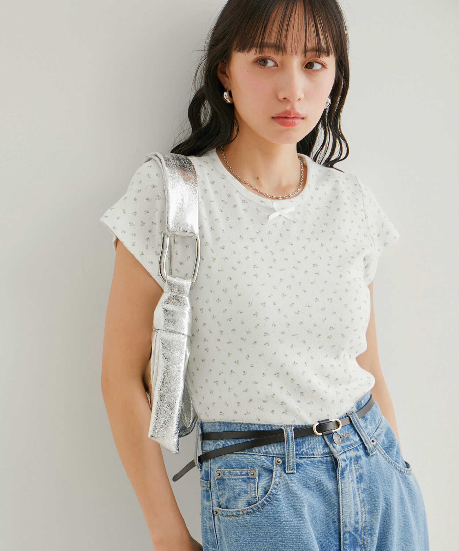 VIS「【WEB/一部店舗限定】パターンメッシュミニＴシャツ」|Tシャツ・カットソー|