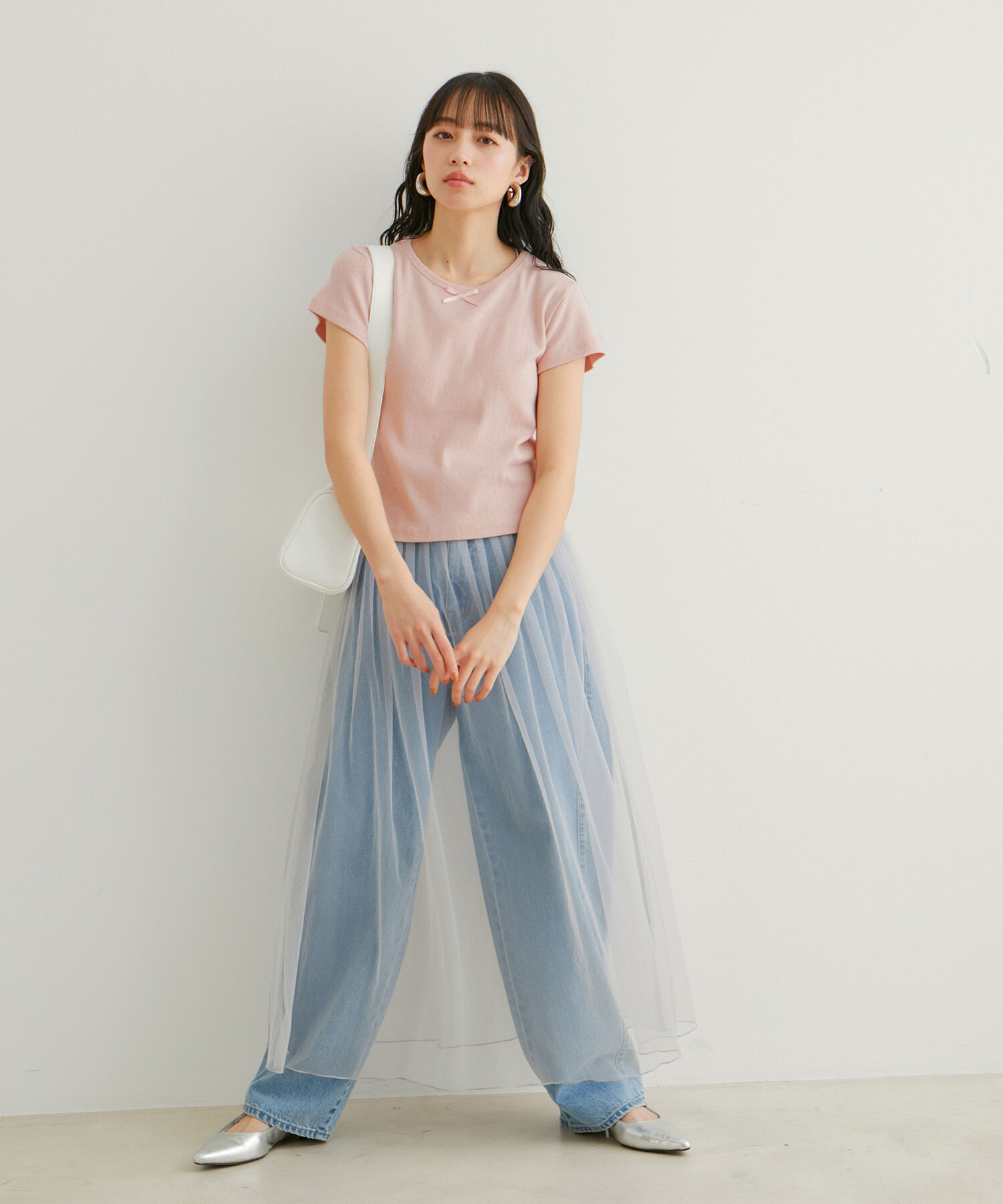 VIS「【WEB/一部店舗限定】パターンメッシュミニＴシャツ」|Tシャツ・カットソー|