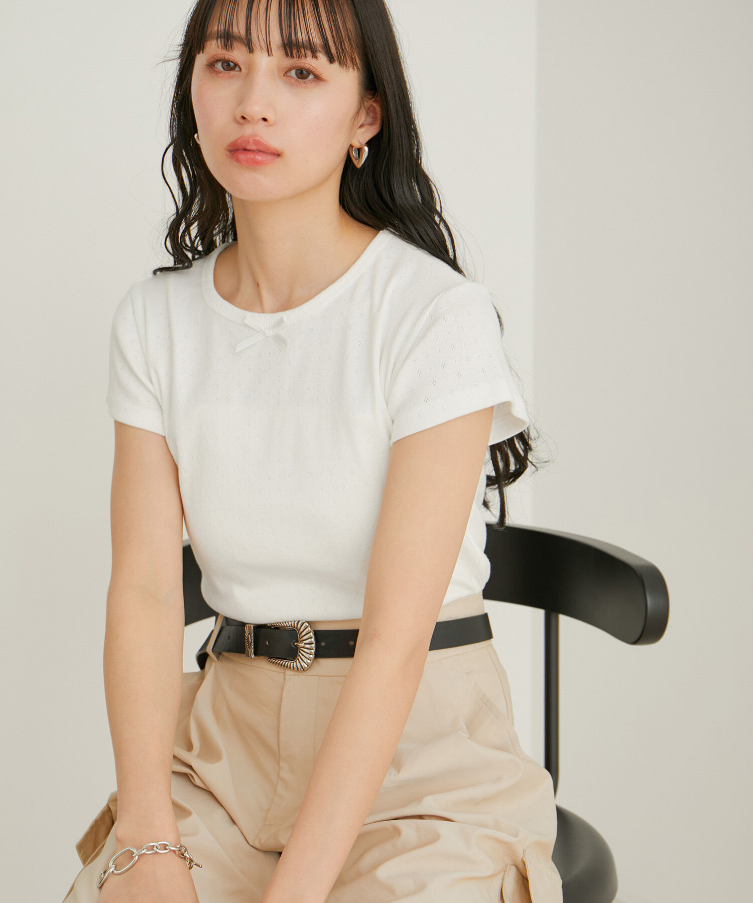 VIS「【WEB/一部店舗限定】パターンメッシュミニＴシャツ」|Tシャツ・カットソー|