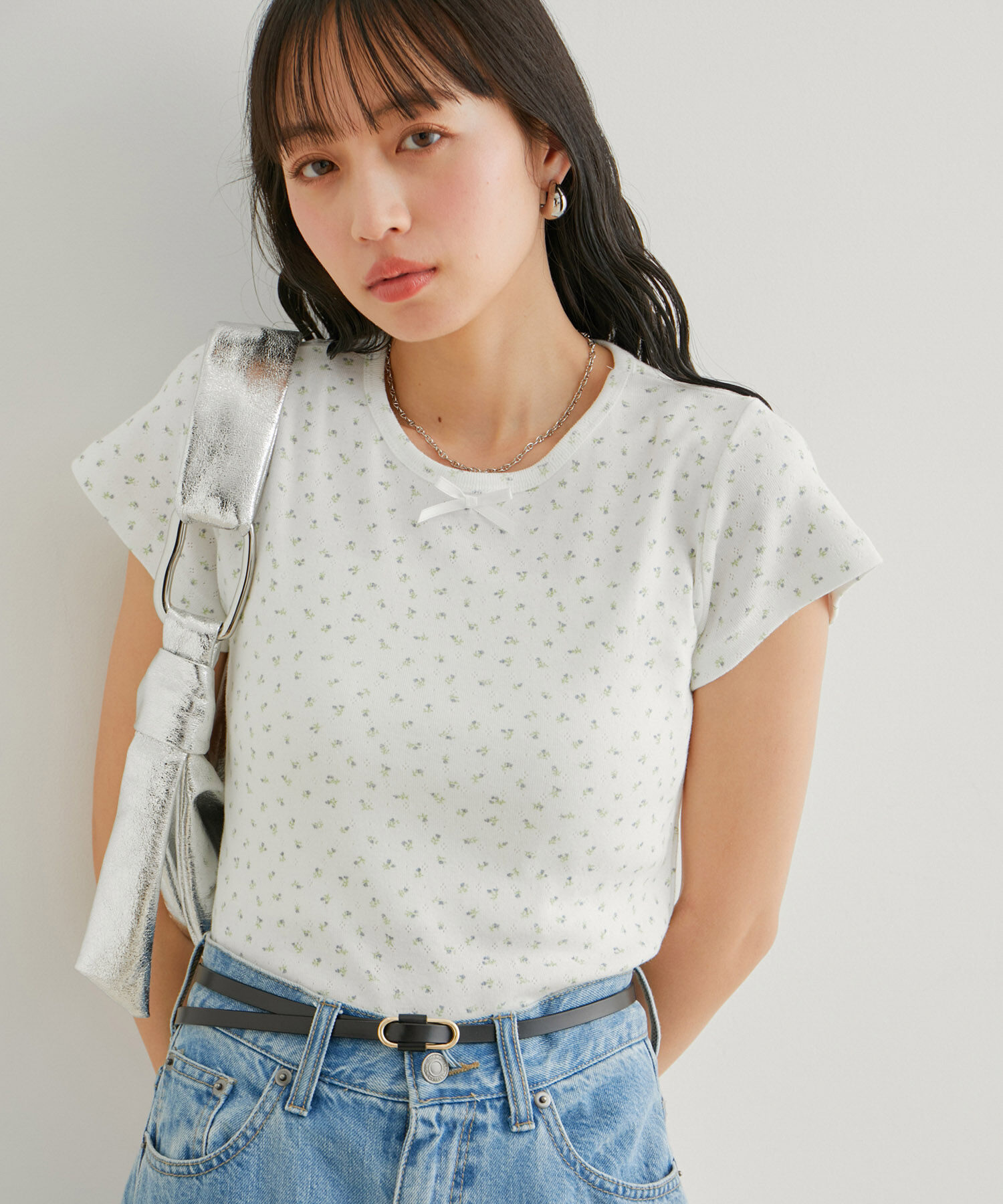 VIS「【WEB/一部店舗限定】パターンメッシュミニＴシャツ」|Tシャツ・カットソー|