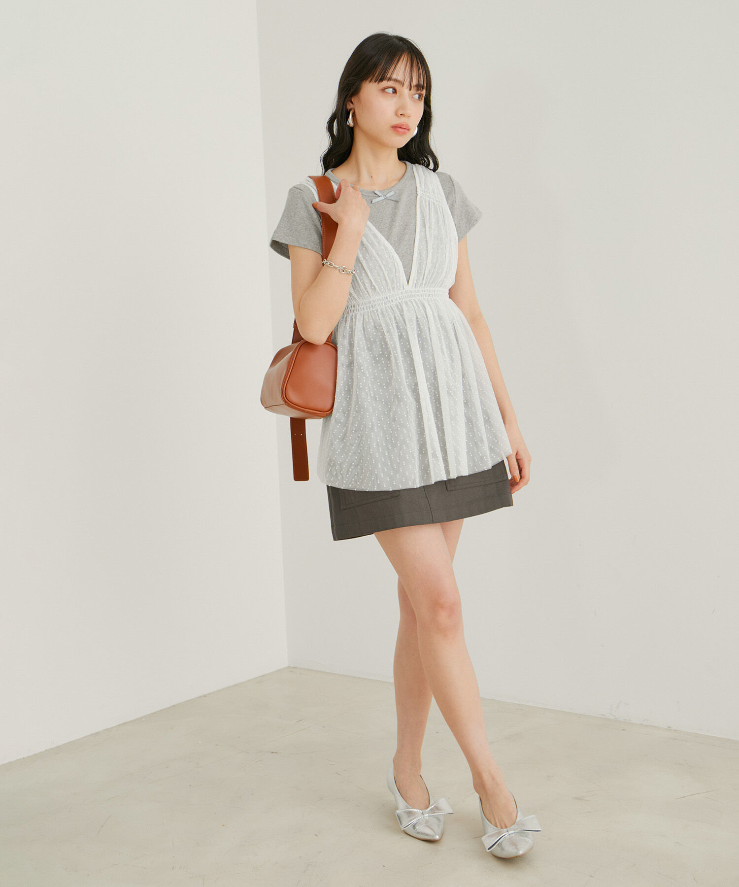 VIS「【WEB/一部店舗限定】パターンメッシュミニＴシャツ」|Tシャツ・カットソー|