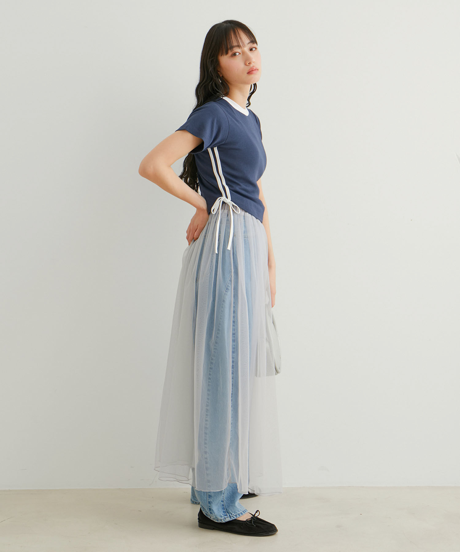 VIS「【WEB/一部店舗限定】サイドラインリボンプルオーバー」|Tシャツ・カットソー|