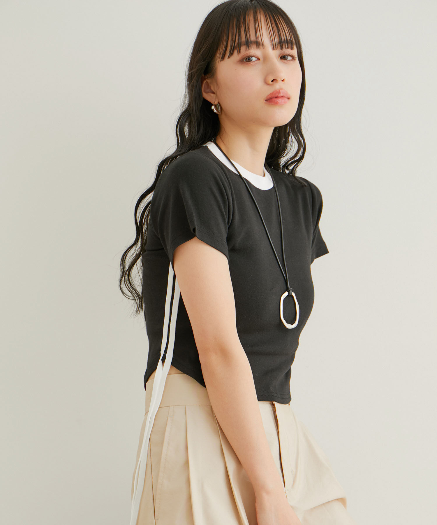 VIS「【WEB/一部店舗限定】サイドラインリボンプルオーバー」|Tシャツ・カットソー|