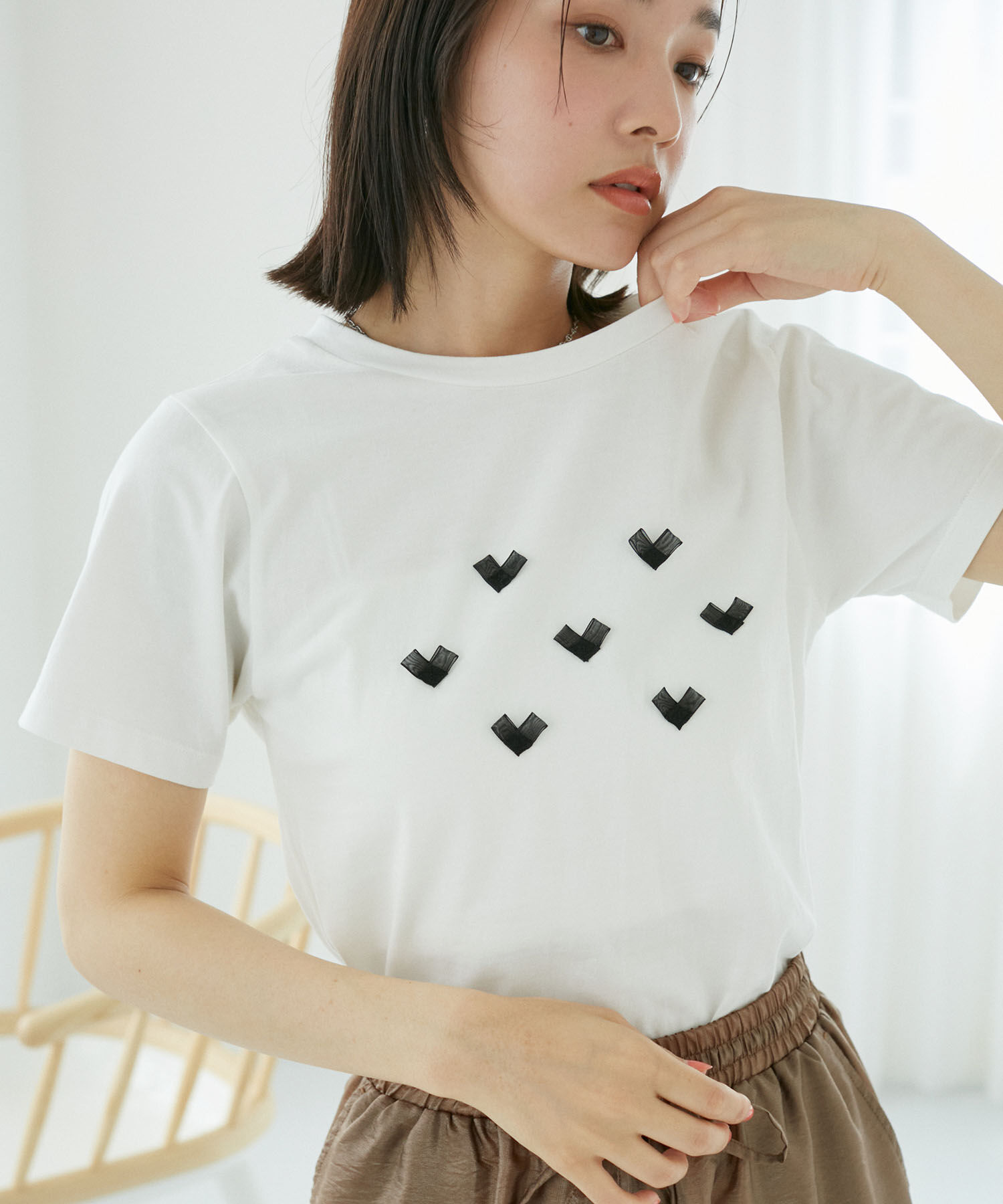 VIS「ハート＆リボンモチーフアソートTシャツ」|Tシャツ・カットソー|ホワイト(10)
