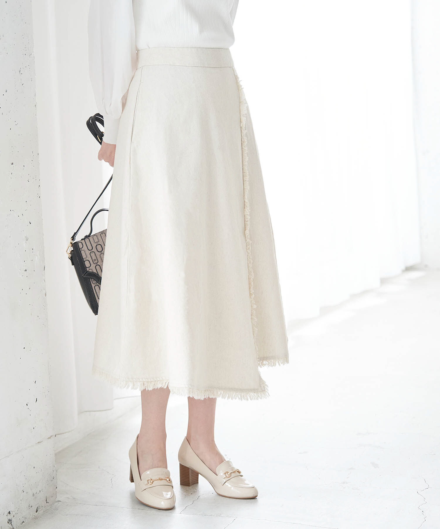 Rope&rsquo;Picnic「麻混フリンジフレアスカート」|スカート|