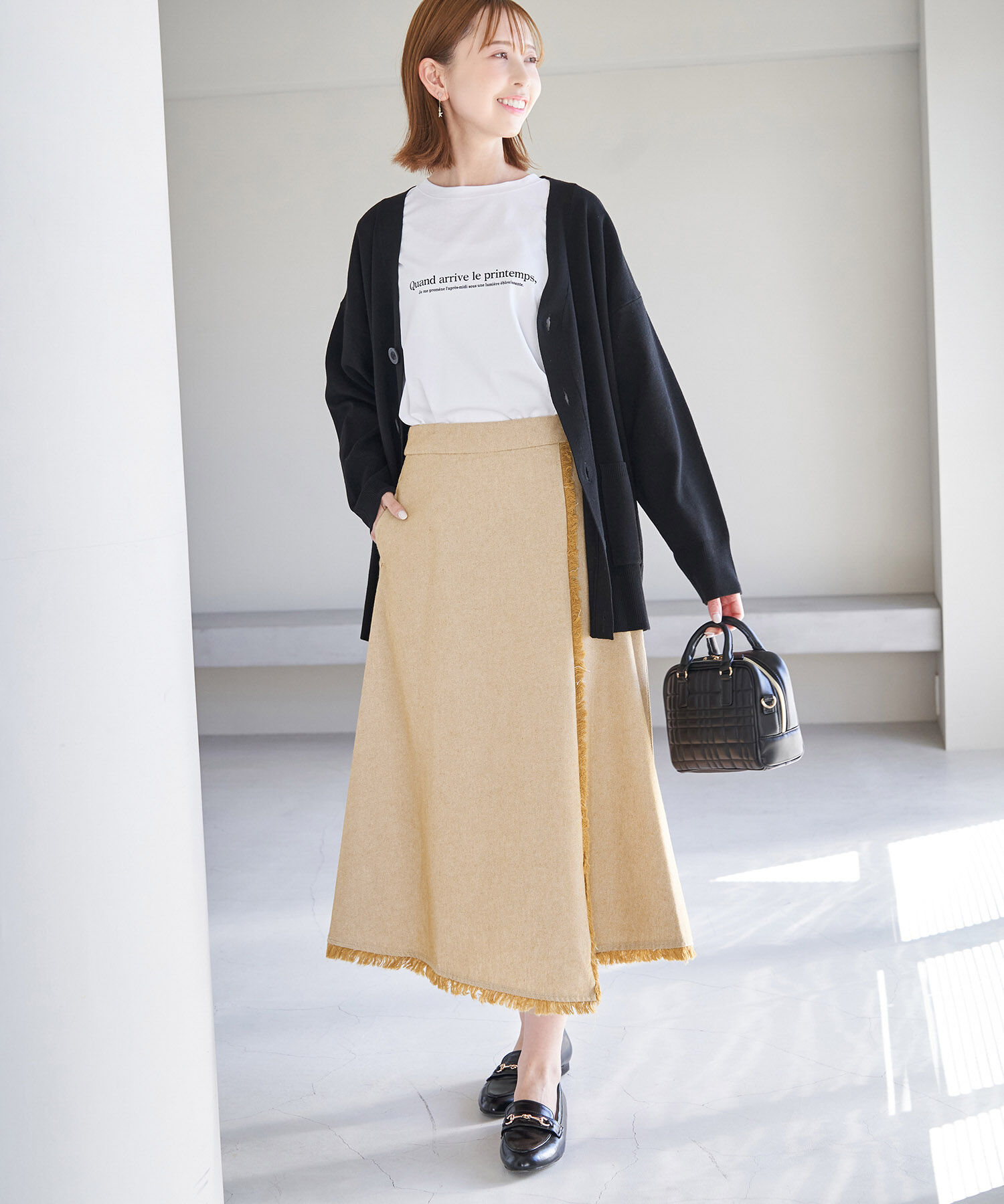 Rope&rsquo;Picnic「麻混フリンジフレアスカート」|スカート|