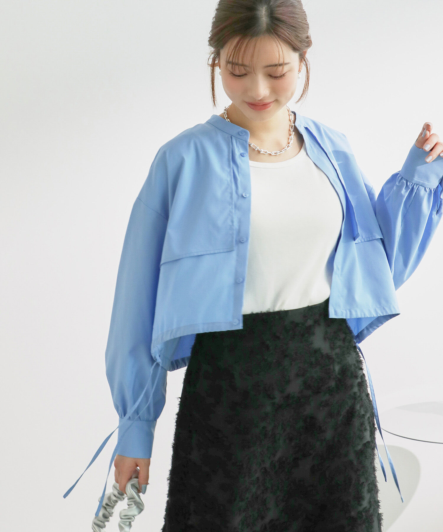 Rope&rsquo;Picnic「ヨークドロストクロップドシャツ」|シャツ・ブラウス|