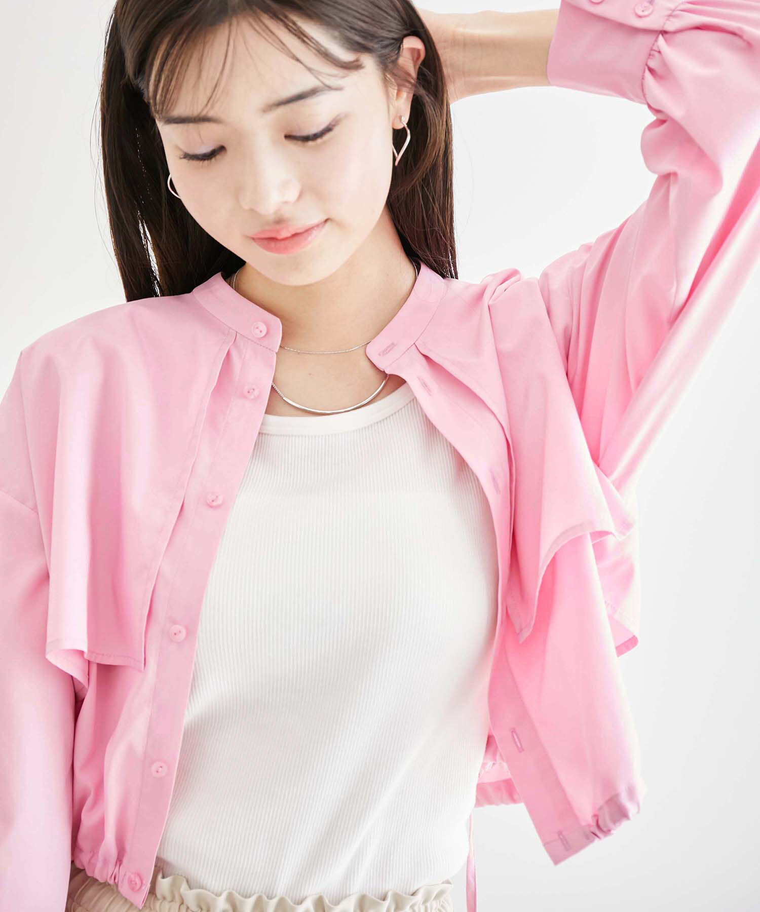 Rope&rsquo;Picnic「ヨークドロストクロップドシャツ」|シャツ・ブラウス|